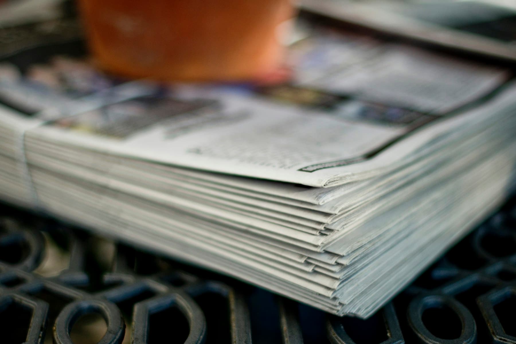A fresh stack of printed newspapers